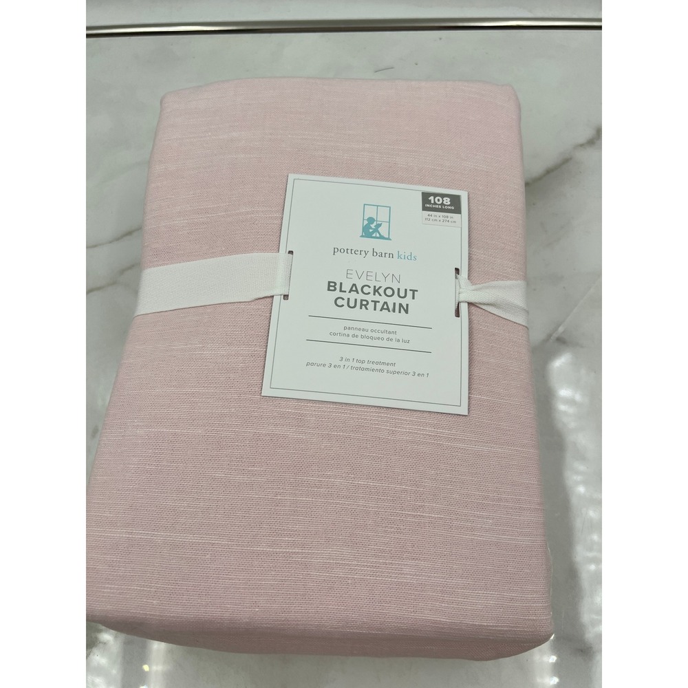 Pottery Barn Kids Curtain 44x108 Pink Evelyn Blackout Linen Blend Panel NWT